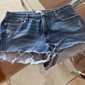 Good American Blue Jean Shorts Distressed Cut-Off